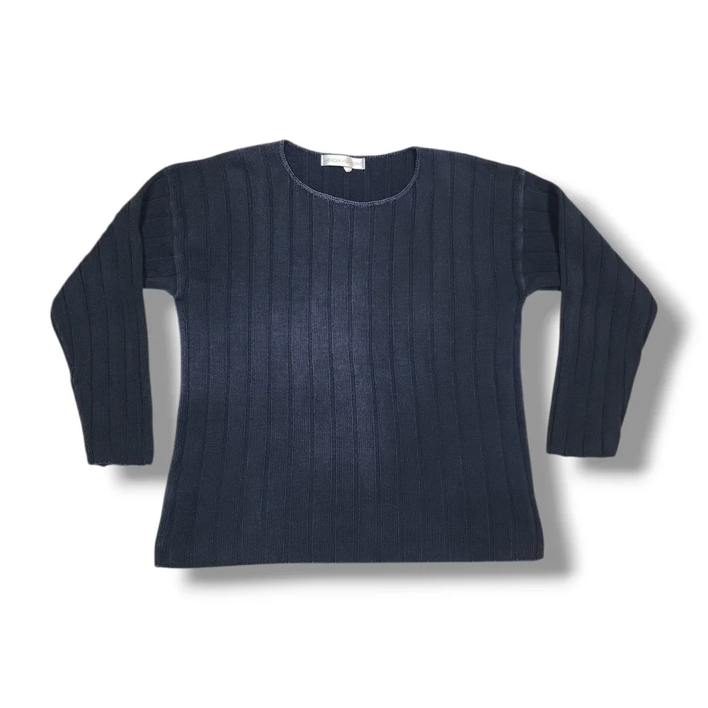 Vintage AMERICAN KNITWORKS Pullover Fall Retro Knit Black Sweater‎ Women's L